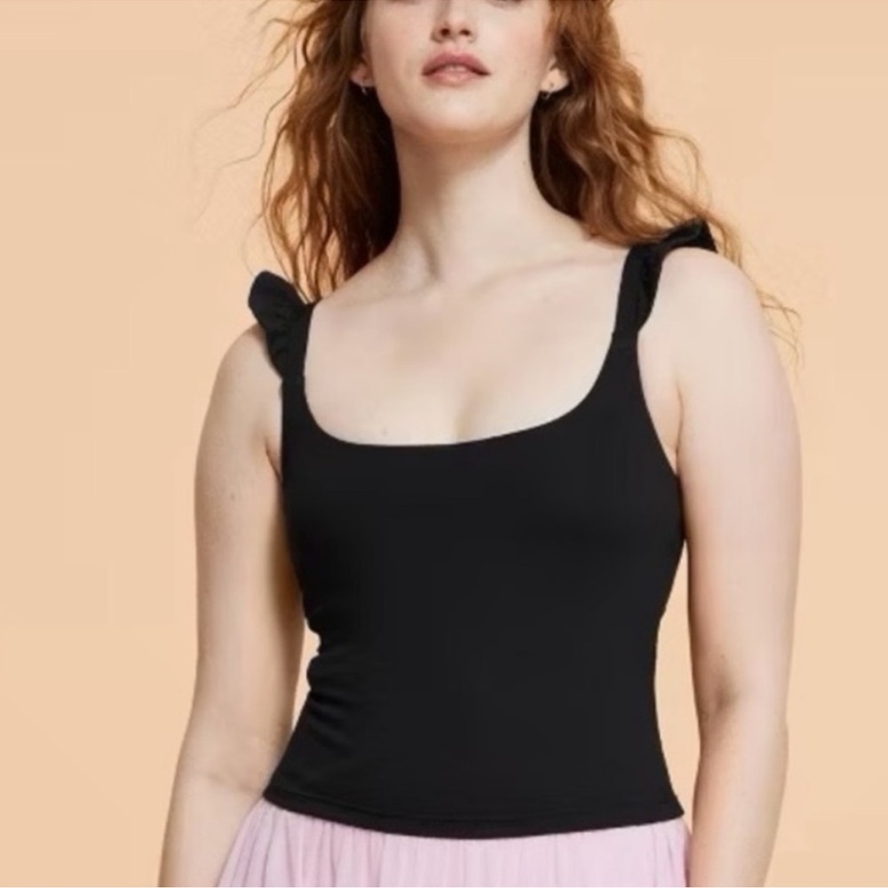Blogilates Ruffle Tank Women's Top (Black/Small)